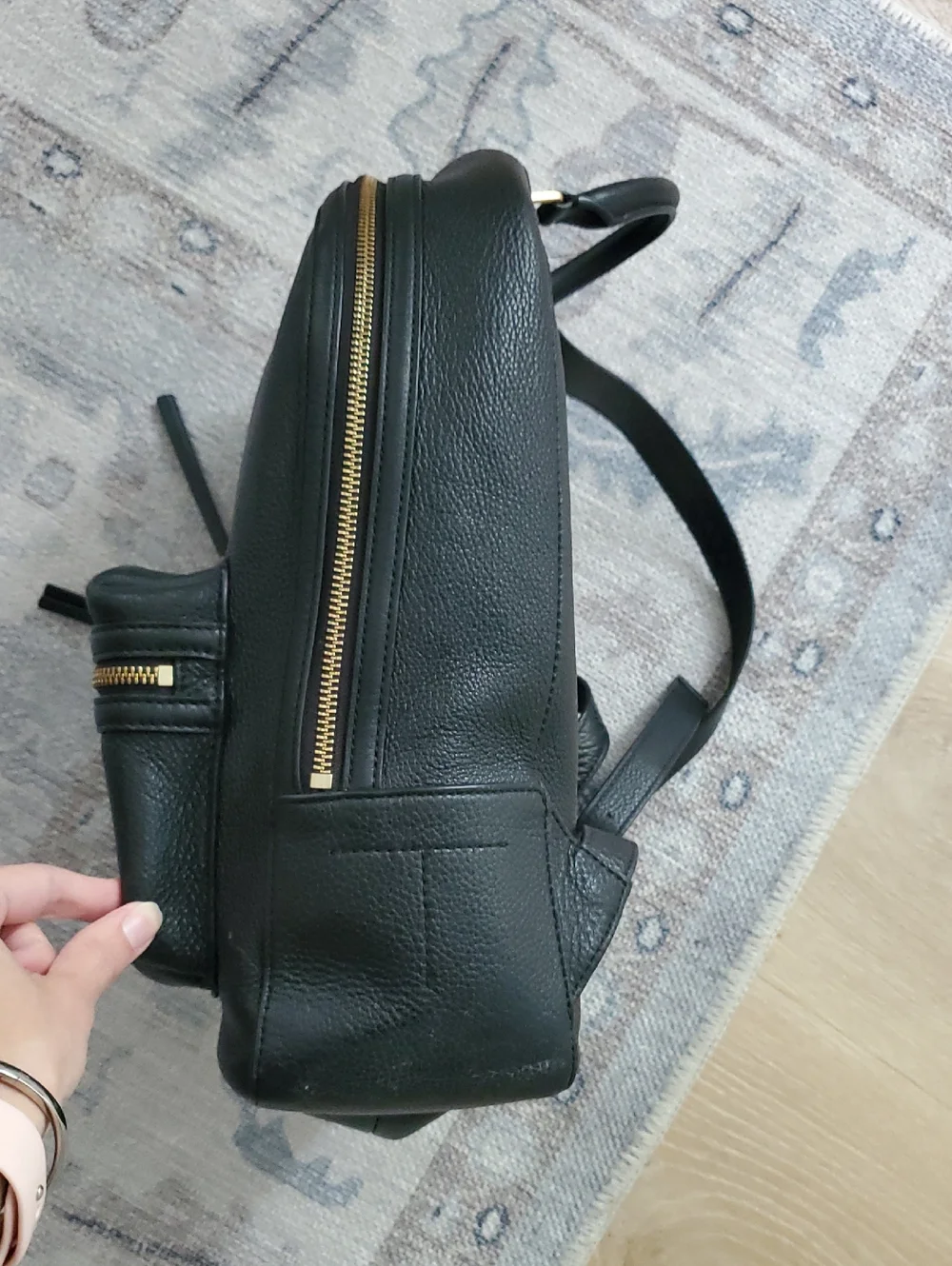 Tory Burch Black Pebbled Leather Backpack Bag Purse